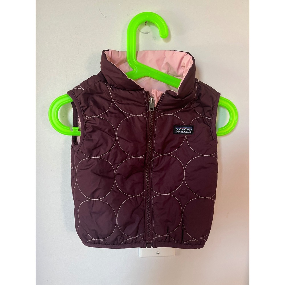 Patagonia Reversible Puffer Vest Brown Pink Quilted Infant Outerwear